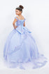 Girls Blue Floral See-Through Corset Two-Tone Embroidery Off Shoulder Ball Gown 2-16